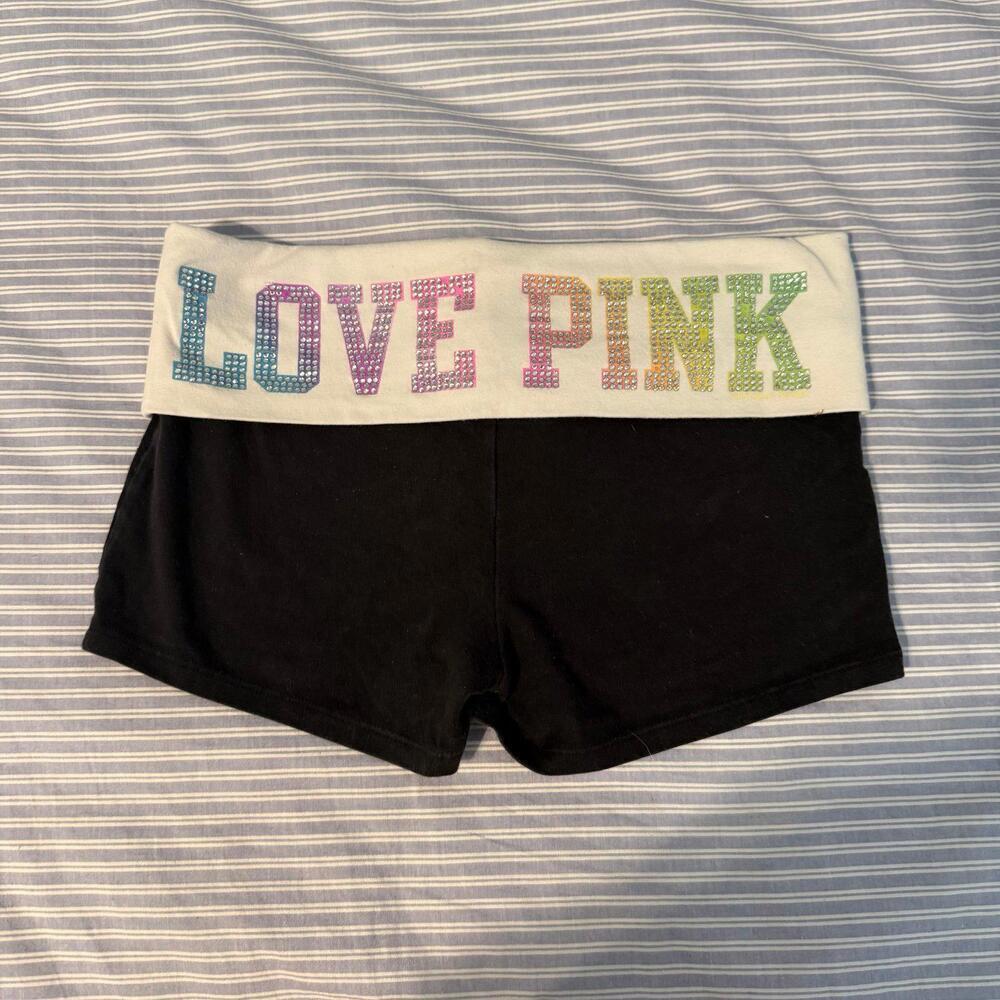 Y2K PINK Victoria Secret Bling YOGA SHORTIE SHORTS